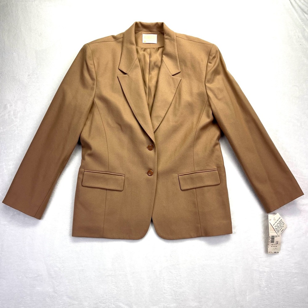 NEW Pendleton Womens Camel Tan 100% Virgin Wool Blazer Plus Size Jacket Size 18